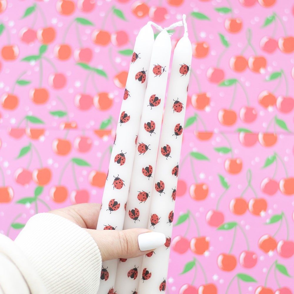 Something Different - Set of 3 Love Bug Ladybird Taper Bougie - Multicolore